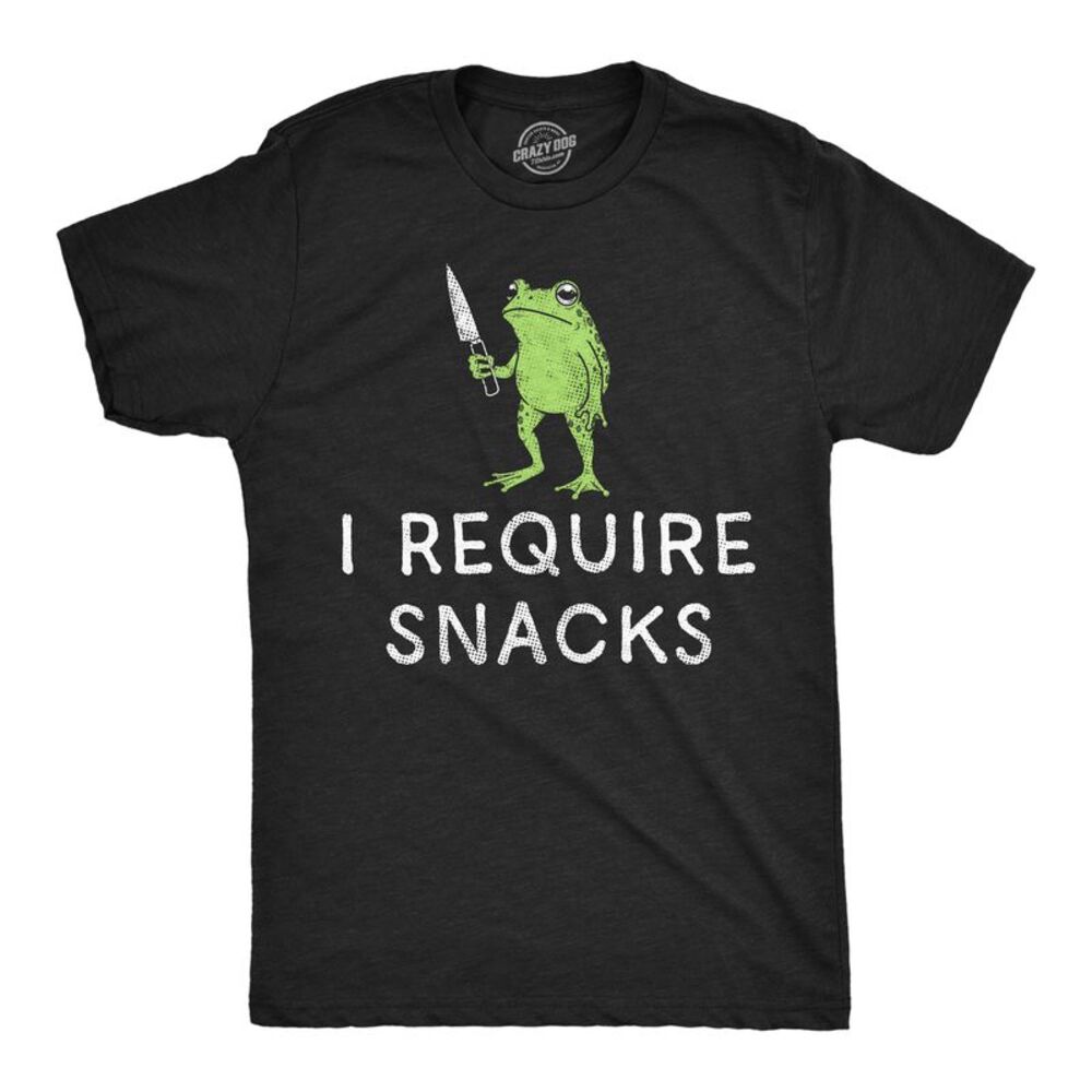 Mens Funny T Shirts I Require Snacks Sarcastic Frog Tee For Men